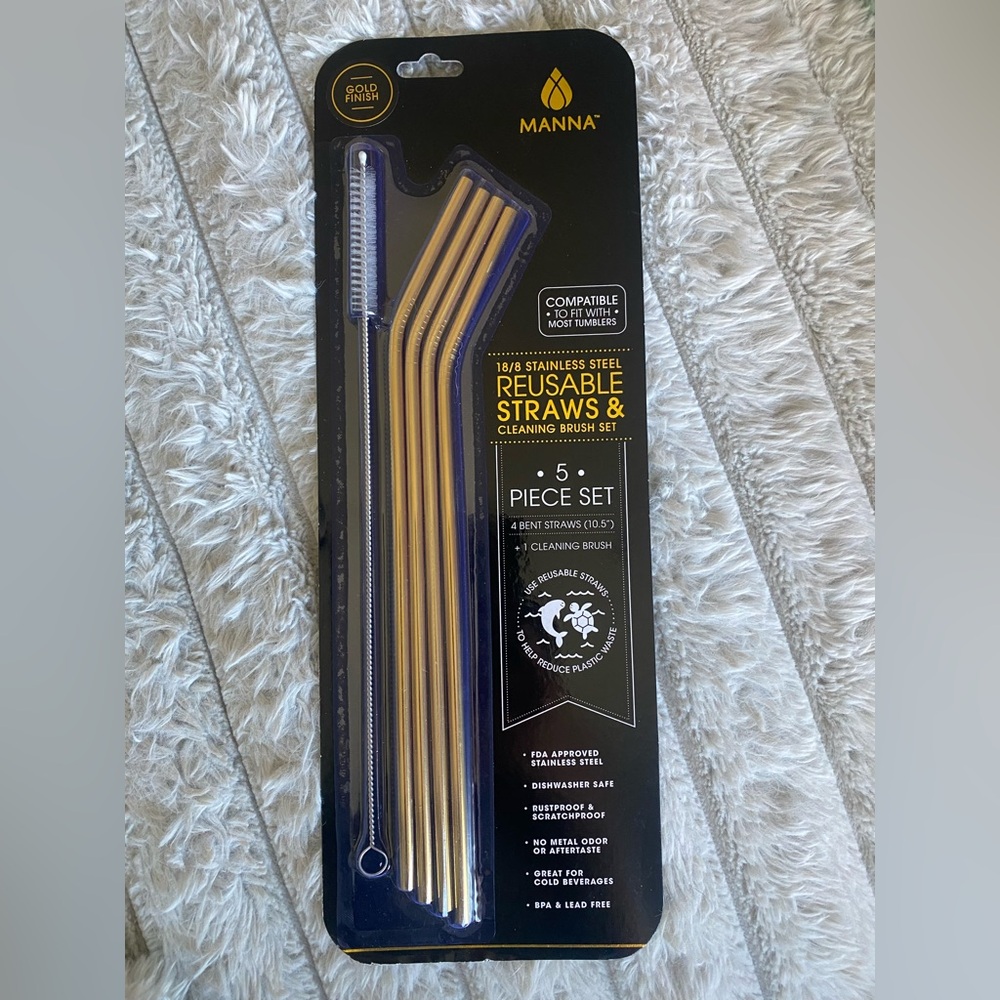 4 Packaged Sets- Stainless Steel Straws Set with Brush